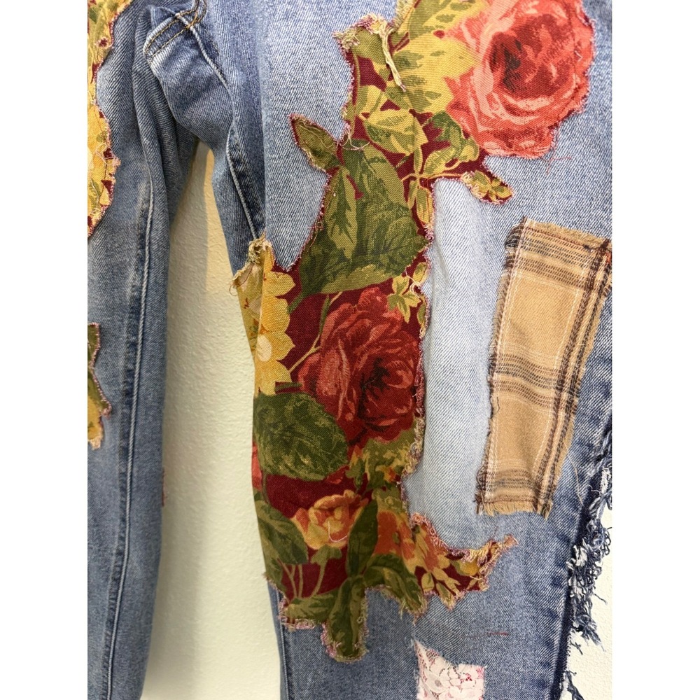 Angels Forever Young Custom Boho Floral Patchwork Jeans Upcycle Distressed - Picture 10 of 10